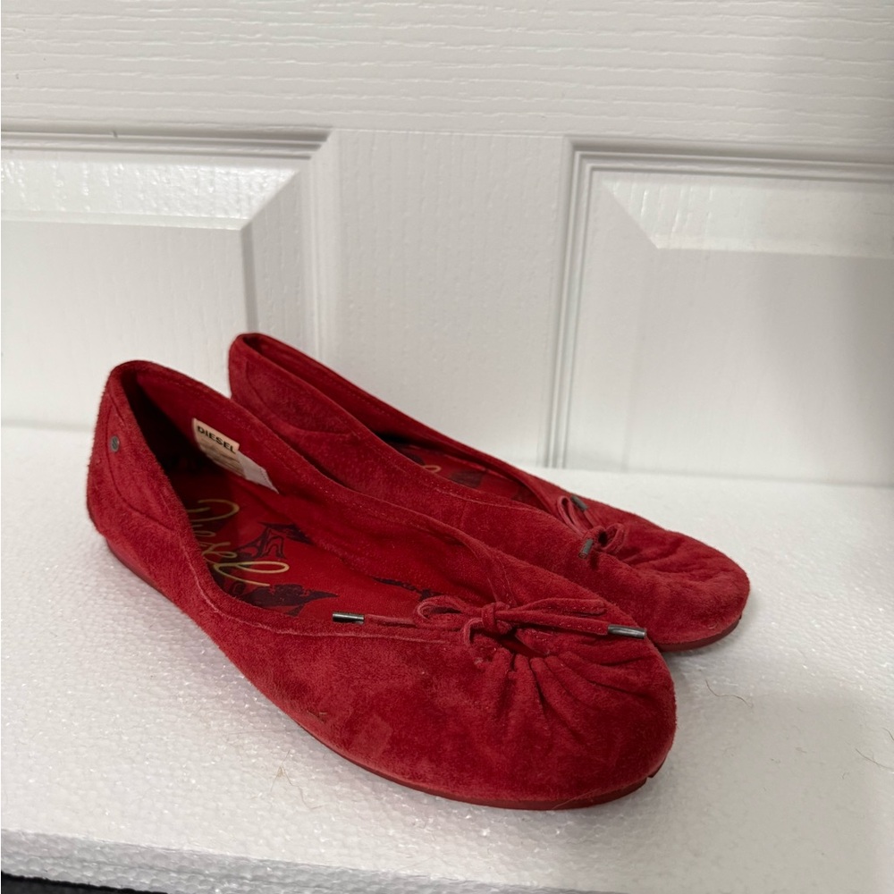 DIESEL VINTAGE Red Suede Women's Flats